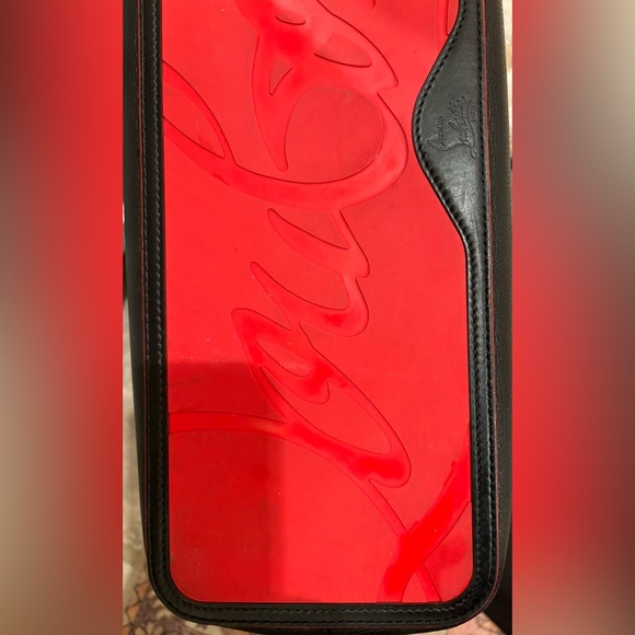 Black Tote Bag with Red Interior and Studded Handles - Picture 7 of 8